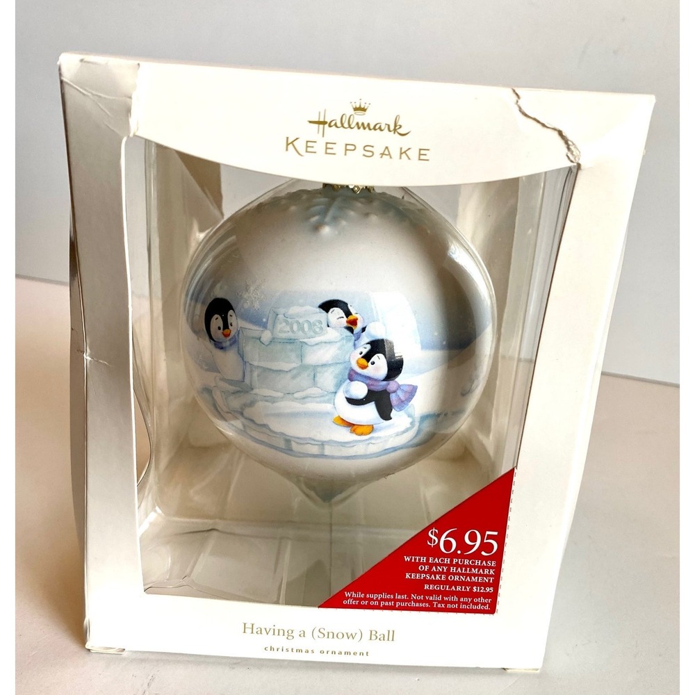 2008 Having a Snowball 5" Hallmark Ornament Penguins Christmas